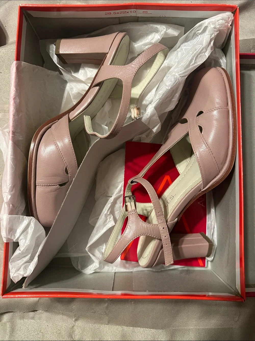 AEROSOLES Blush Pink T‑Strap Slingback Heels